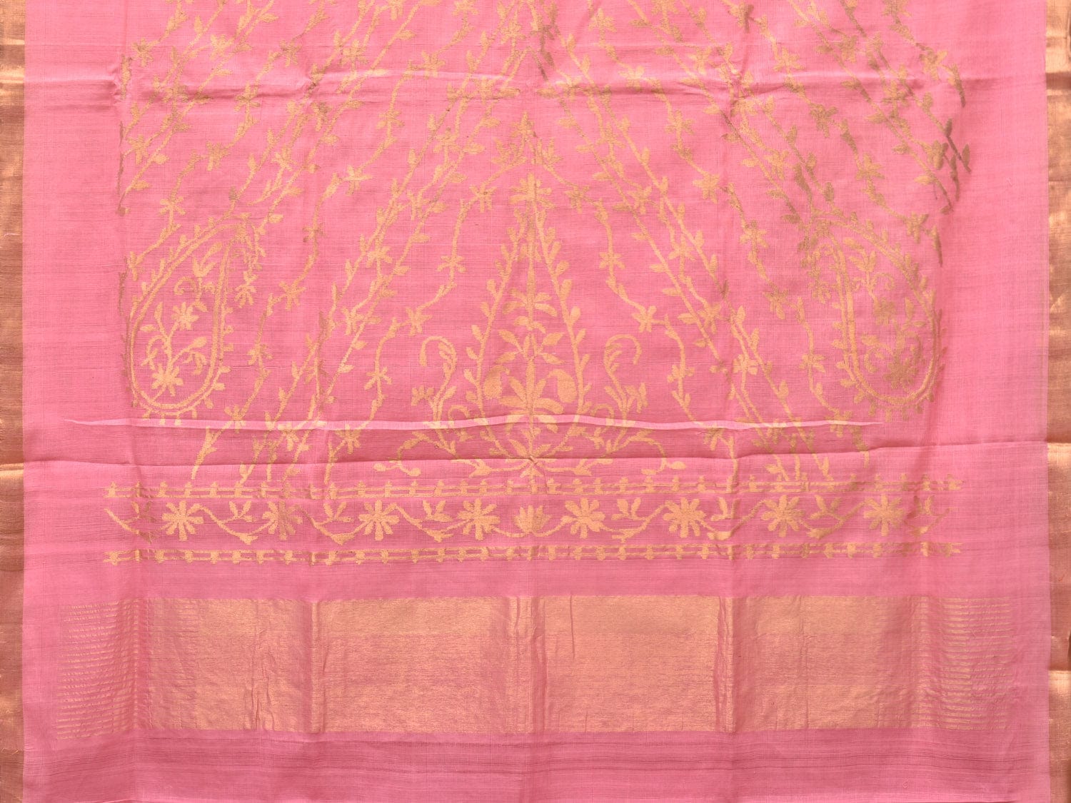 Baby Pink Khadi Cotton Handloom Saree with Mango Pallu Design kh0643