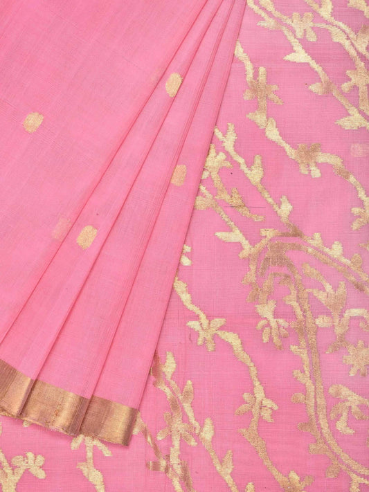 Baby Pink Khadi Cotton Handloom Saree with Pallu Design kh0420
