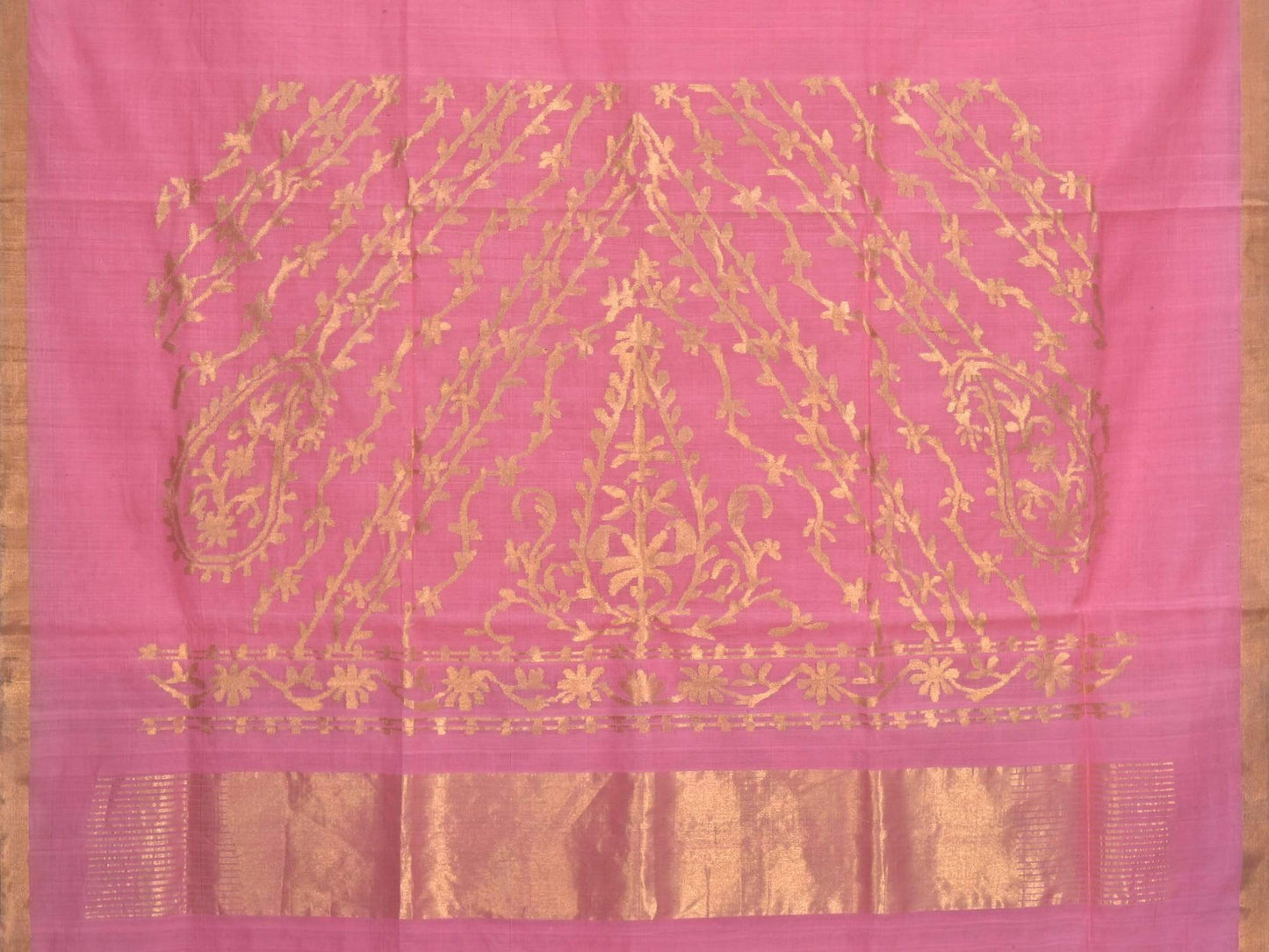 Baby Pink Khadi Cotton Handloom Saree with Pallu Design kh0420