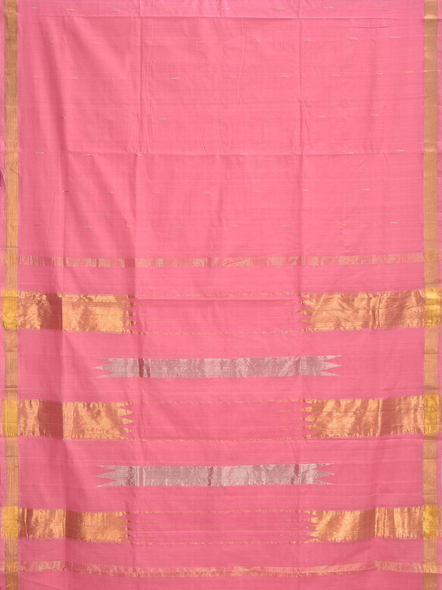 Baby Pink Khadi Cotton Handloom Saree with Zari Strips Pallu Design kh0423