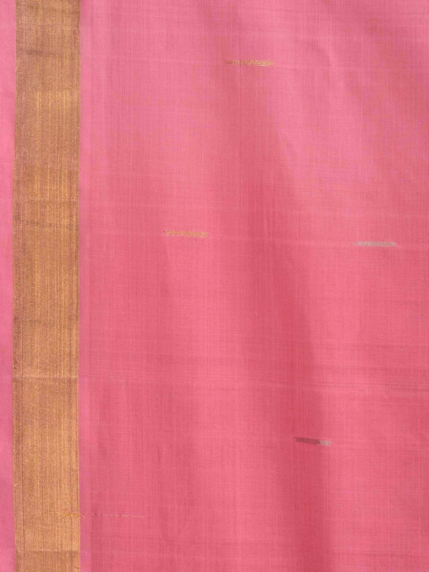 Baby Pink Khadi Cotton Handloom Saree with Zari Strips Pallu Design kh0423