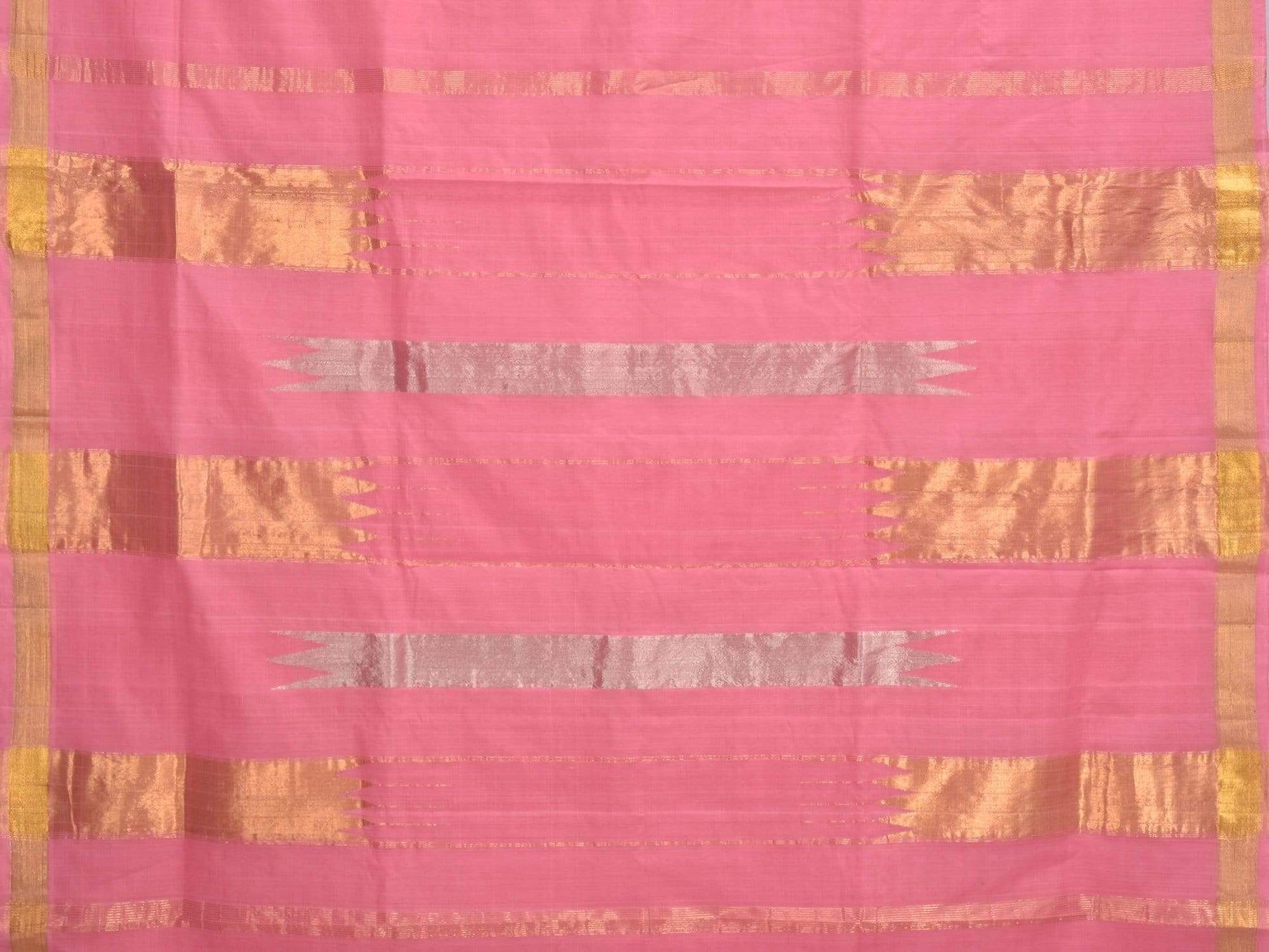Baby Pink Khadi Cotton Handloom Saree with Zari Strips Pallu Design kh0423