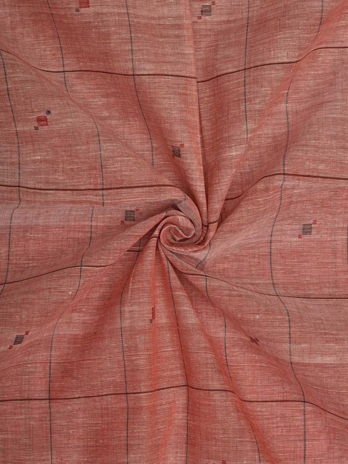Baby Pink Khadi Cotton Natural Dye Handloom 2.5mts Fabric with Buta and Checks Design f0194