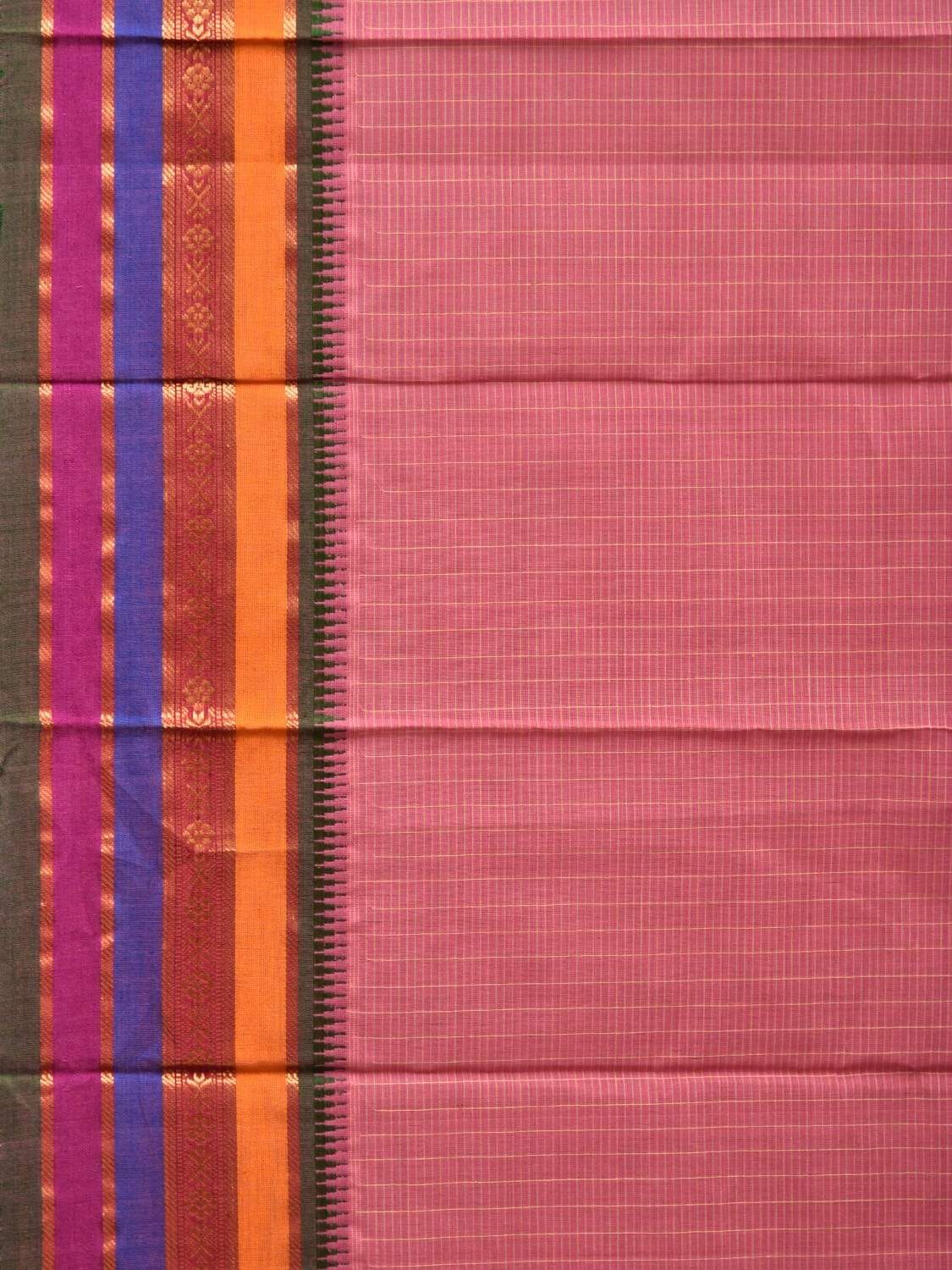 Baby Pink Narayanpet Cotton Handloom Saree with Checks Design No Blouse np0427