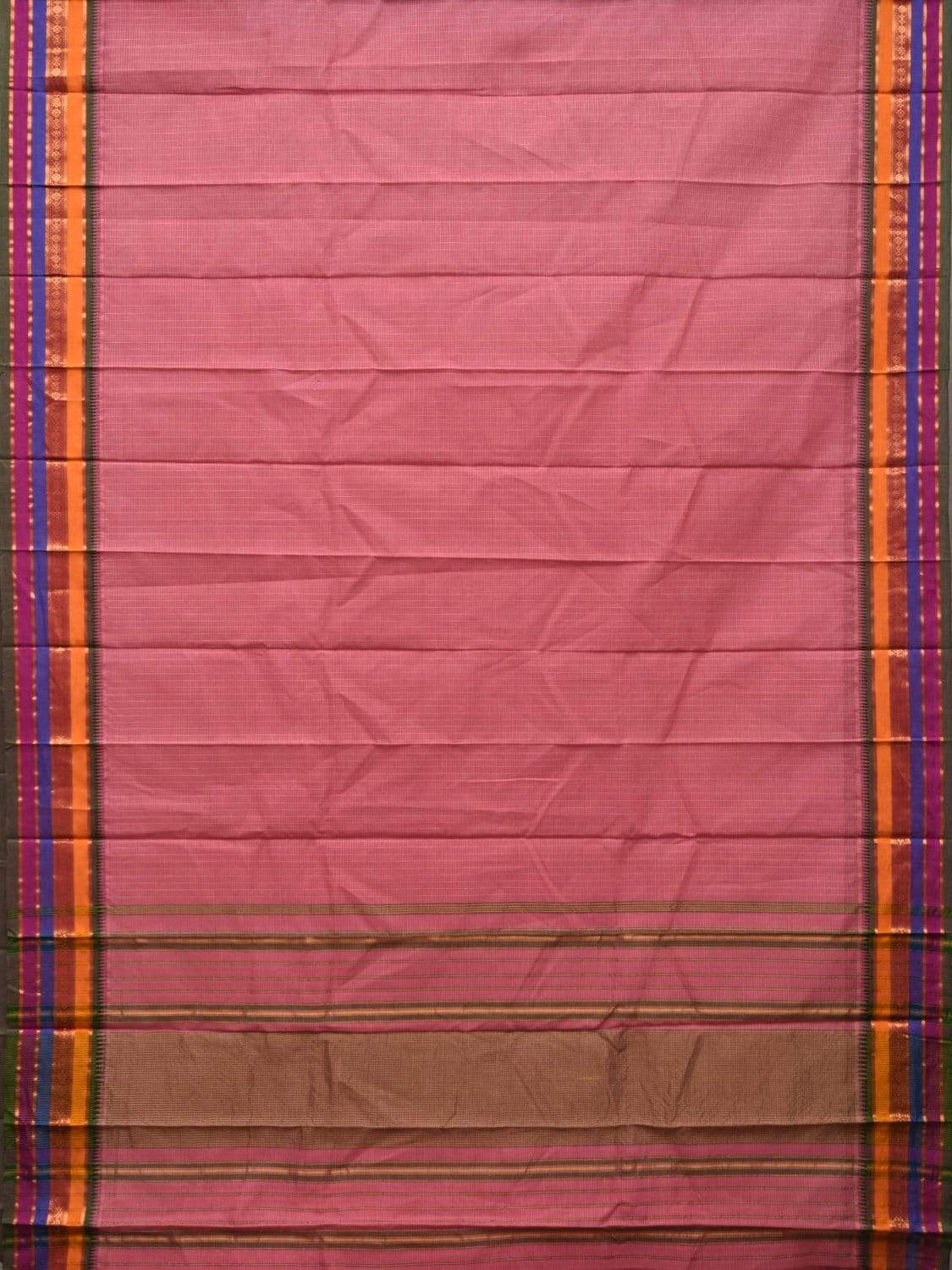 Baby Pink Narayanpet Cotton Handloom Saree with Checks Design No Blouse np0427