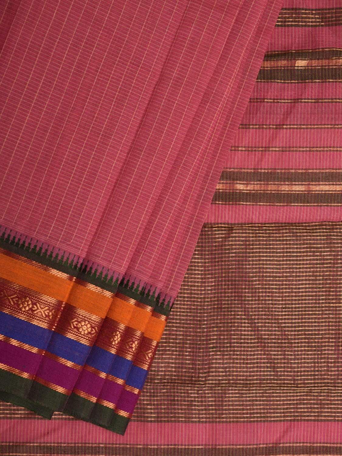 Baby Pink Narayanpet Cotton Handloom Saree with Checks Design No Blouse np0427