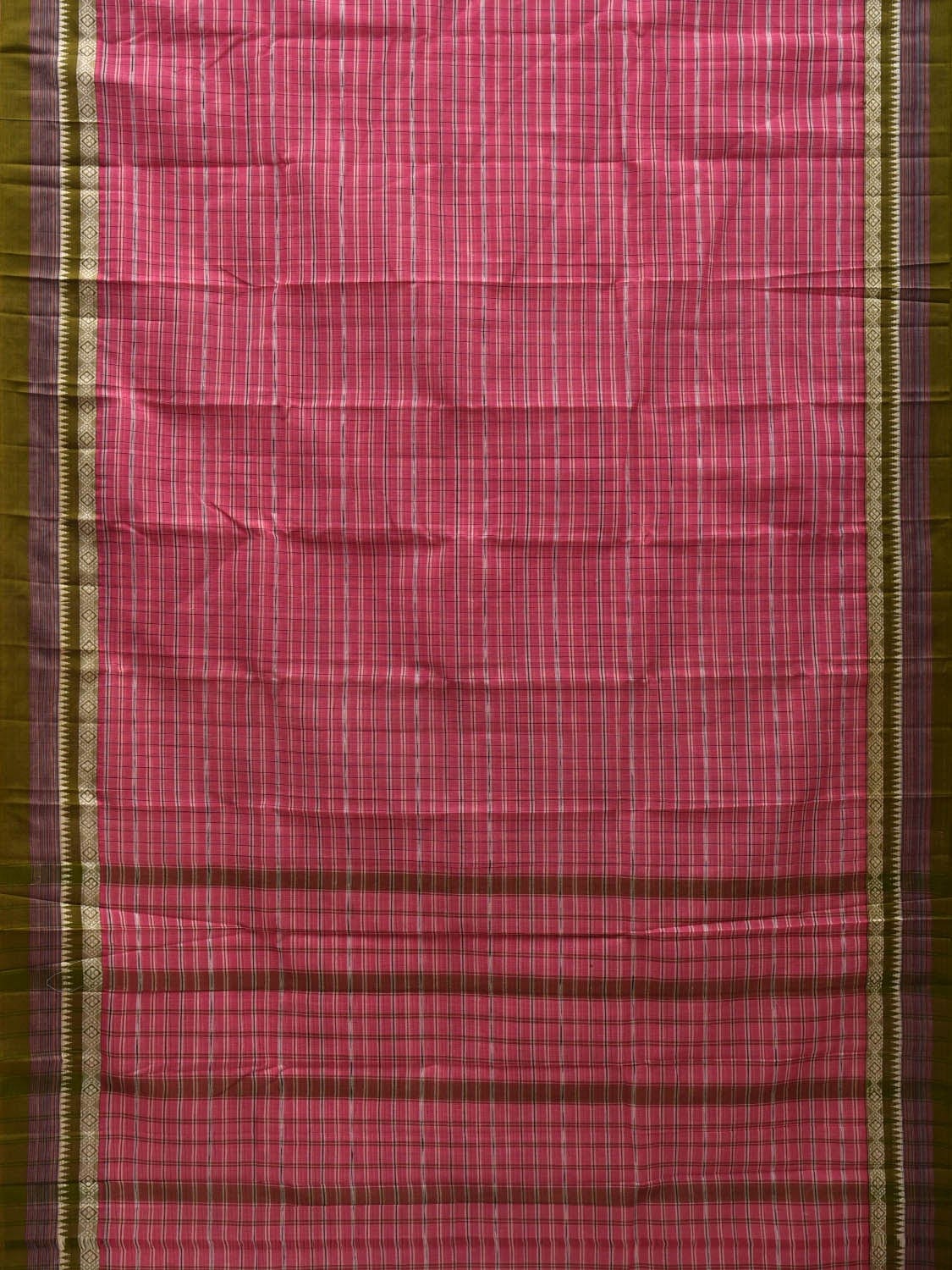 Baby Pink Narayanpet Cotton Handloom Saree with Checks Design No Blouse np0538