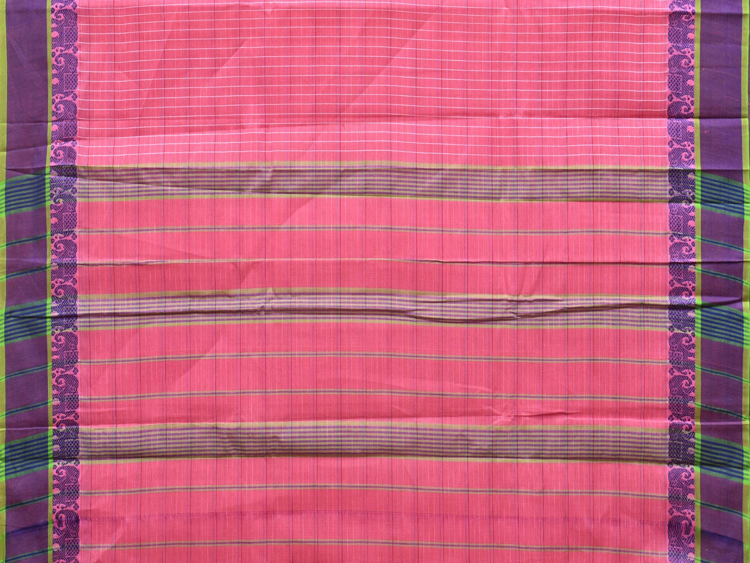 Baby Pink Narayanpet Cotton Handloom Saree with Elephant Border Design No Blouse np0748