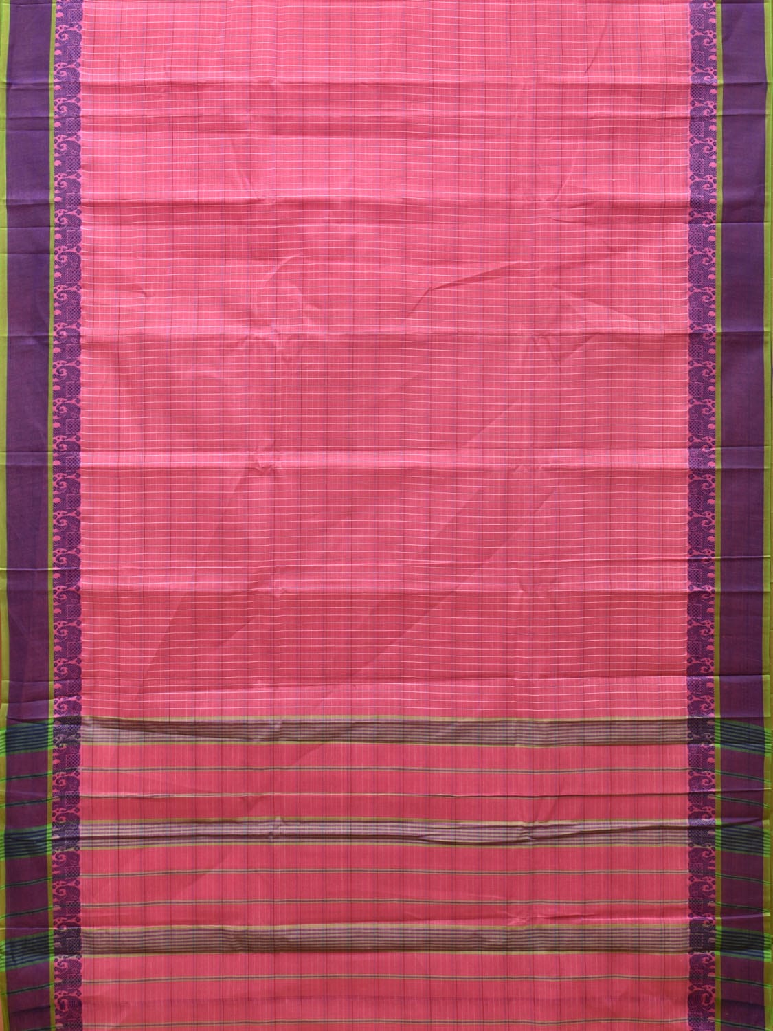 Baby Pink Narayanpet Cotton Handloom Saree with Elephant Border Design No Blouse np0748