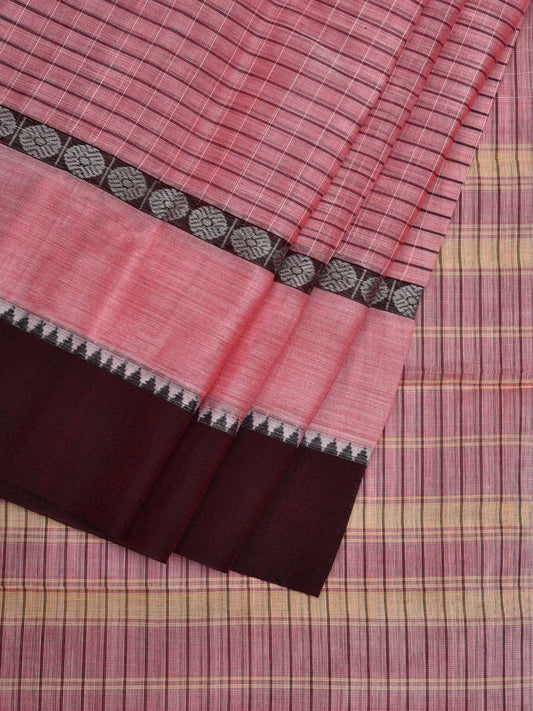 Baby Pink Narayanpet Cotton Handloom Saree with Strips Design No Blouse np0520
