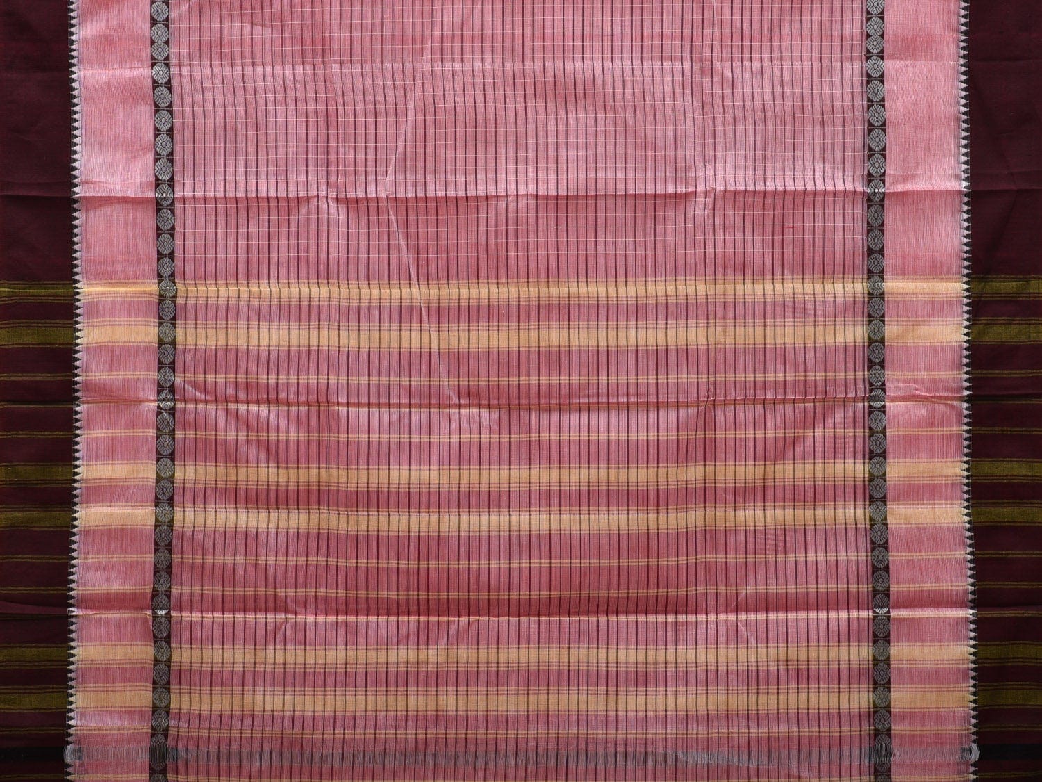 Baby Pink Narayanpet Cotton Handloom Saree with Strips Design No Blouse np0520
