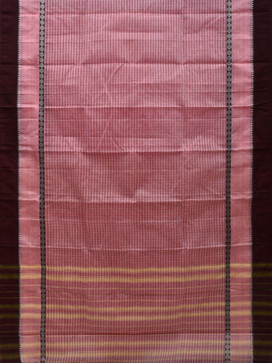 Baby Pink Narayanpet Cotton Handloom Saree with Strips Design No Blouse np0520