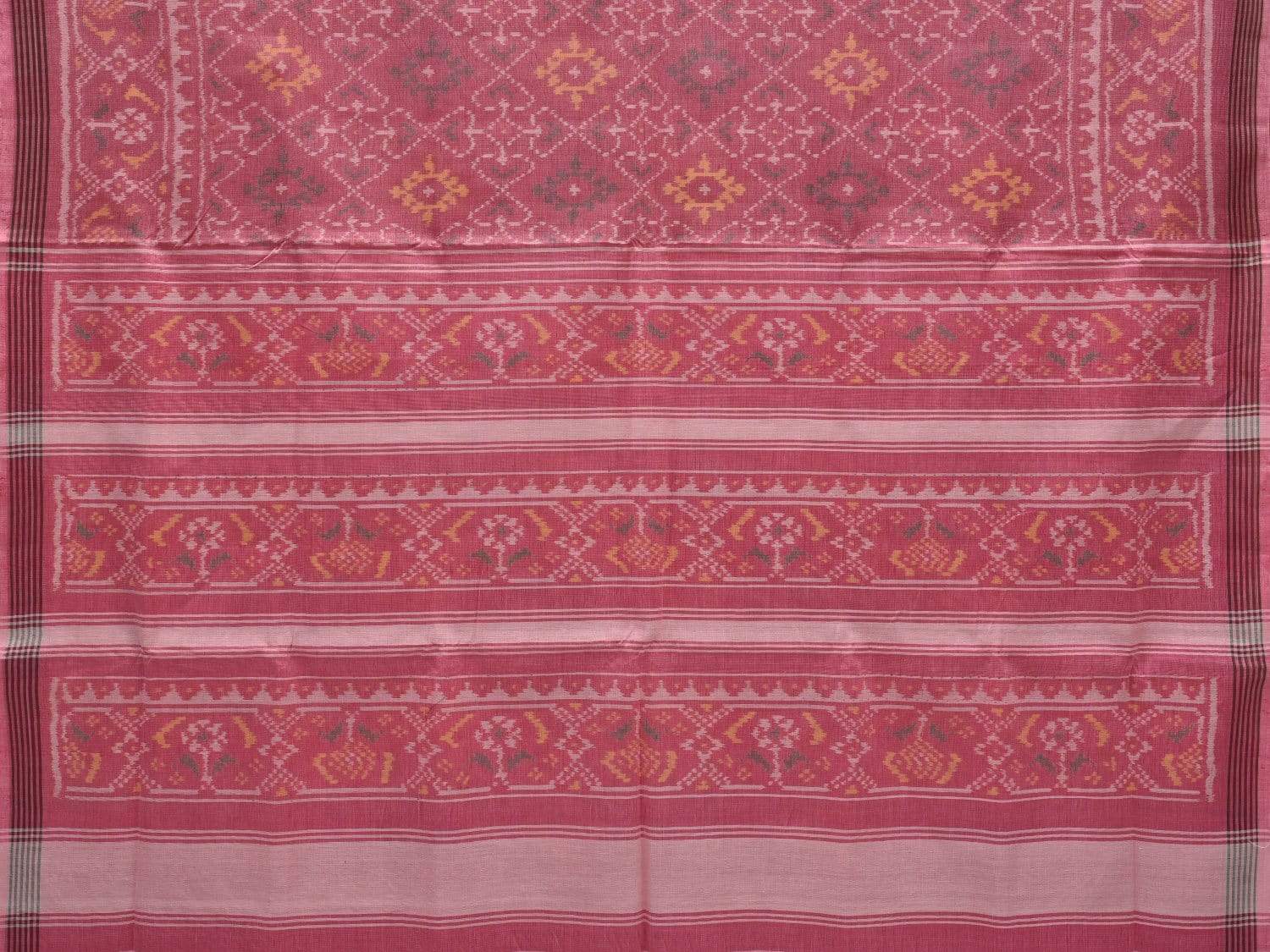 Baby Pink Pochampally Ikat Cotton Handloom Saree with All Over Body Design i0641