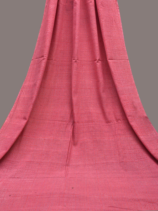 Baby Pink Printed Cotton Khadi 2.5mts Fabric with Floral Design f0254