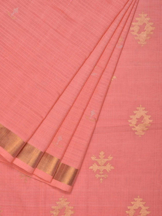 Baby Pink Uppada Cotton Handloom Saree with Assorted Buta Pallu Design u1543