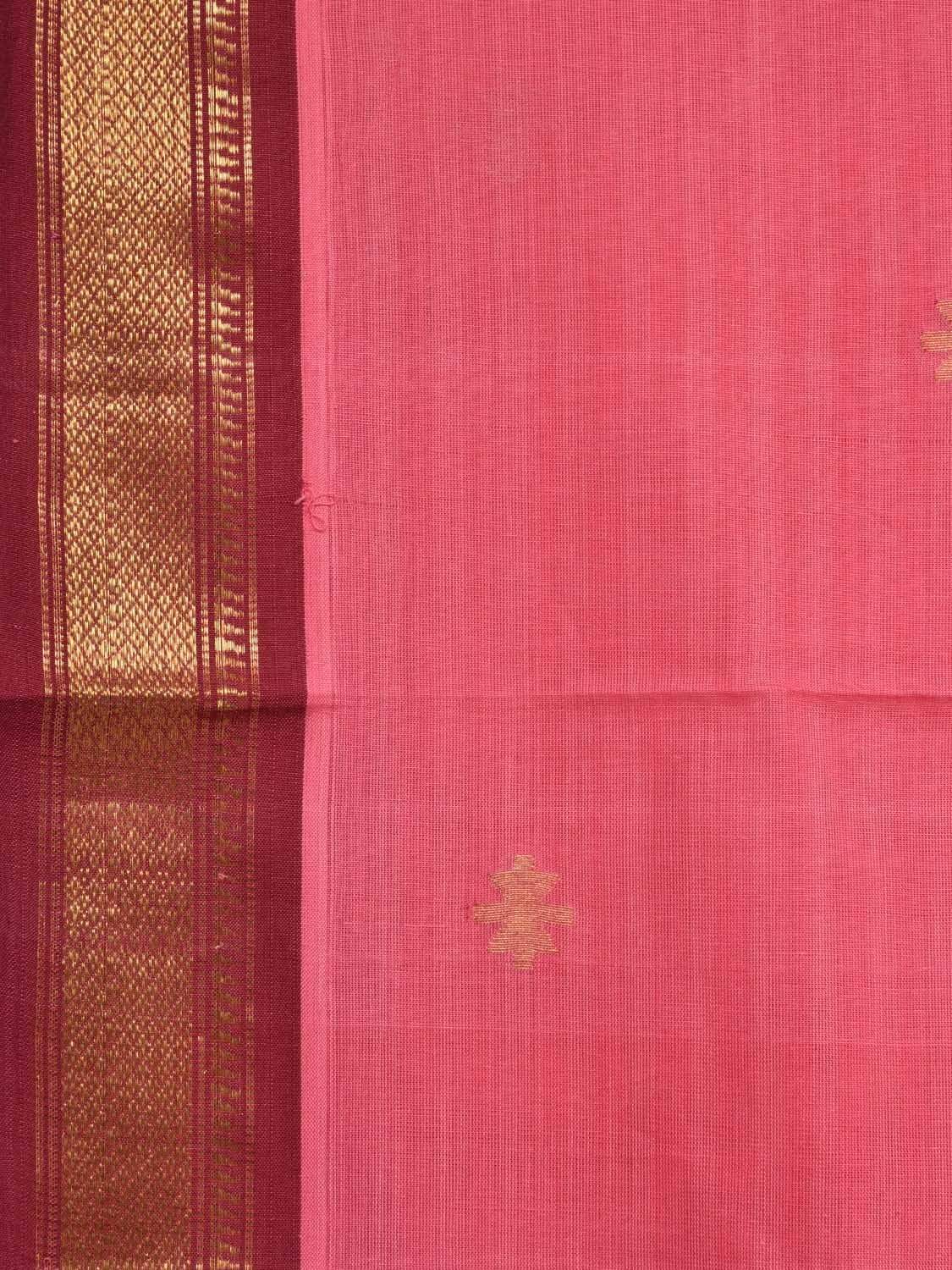 Baby Pink Uppada Cotton Handloom Saree with Jamdani Pallu and Traditional Border Design No Blouse u1578