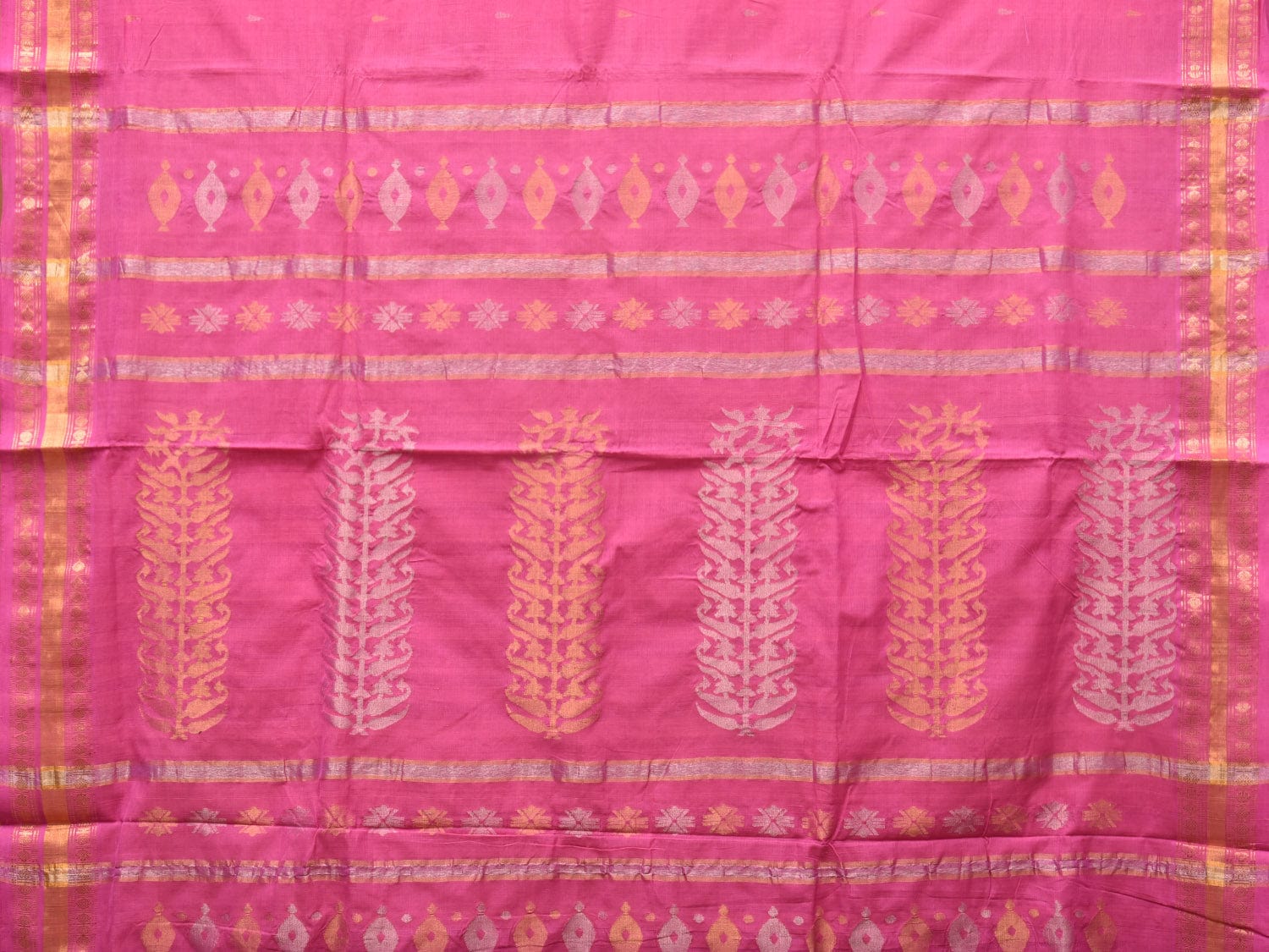 Baby Pink Uppada Cotton Handloom Saree with Karpur Pallu Design u2133