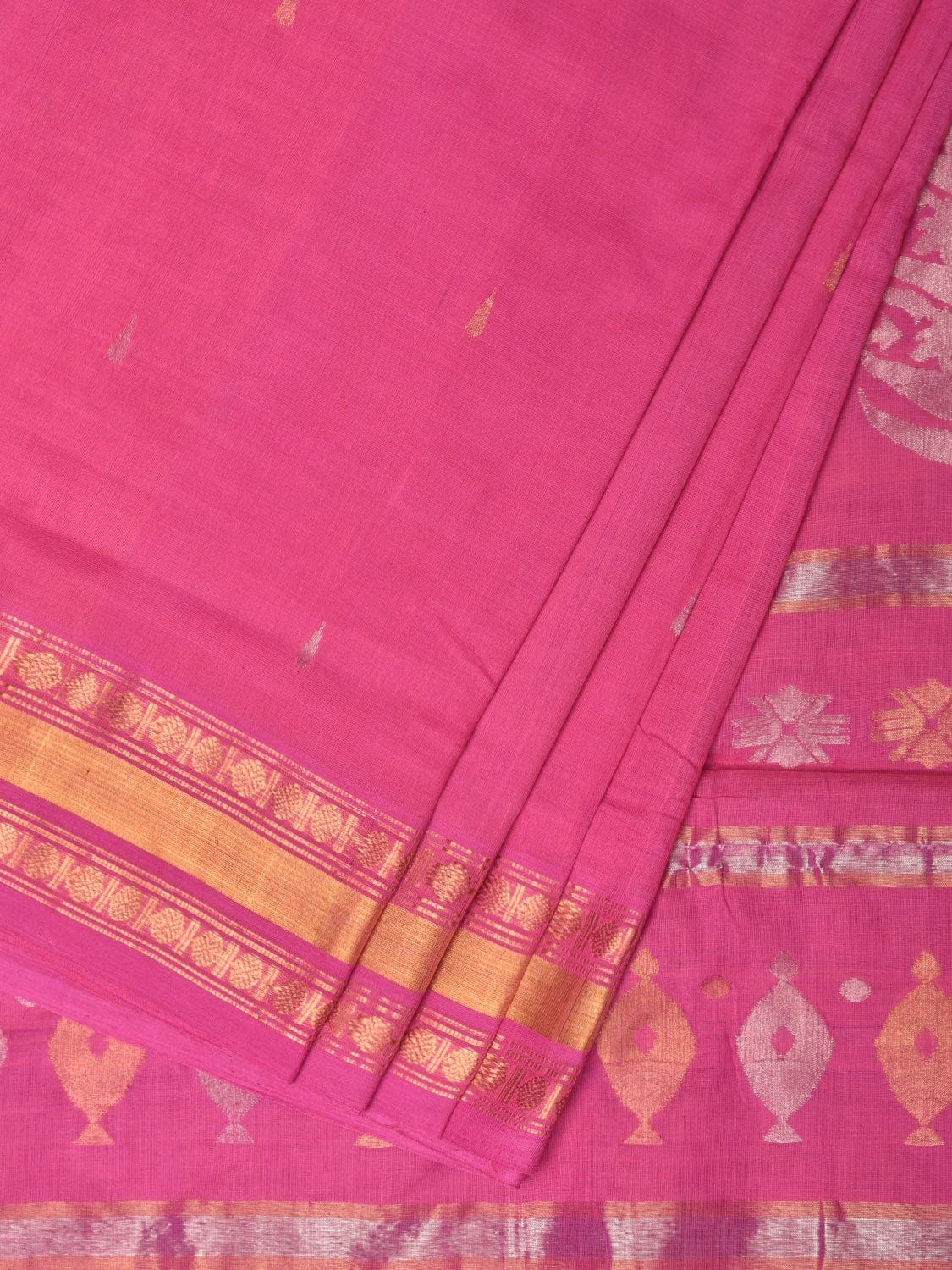 Baby Pink Uppada Cotton Handloom Saree with Karpur Pallu Design u2133