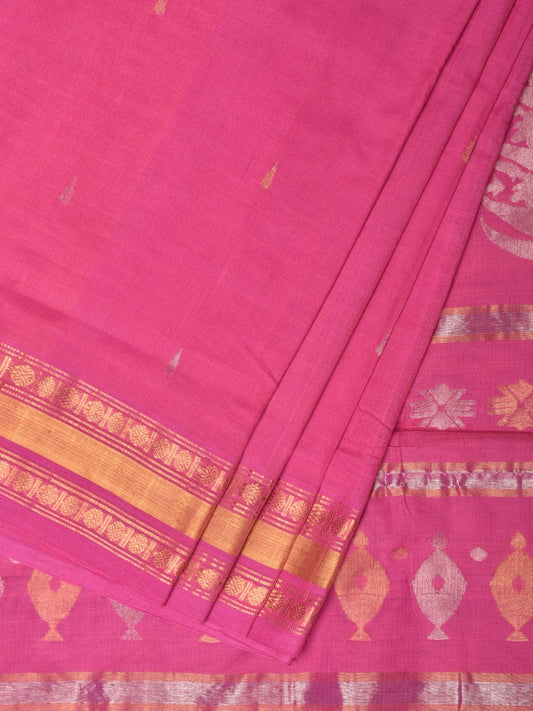 Baby Pink Uppada Cotton Handloom Saree with Karpur Pallu Design u2133