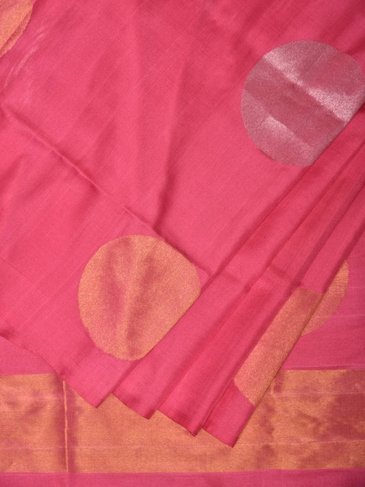 Baby Pink Uppada Silk Handloom Saree with Big Round Body Buta Design u2200