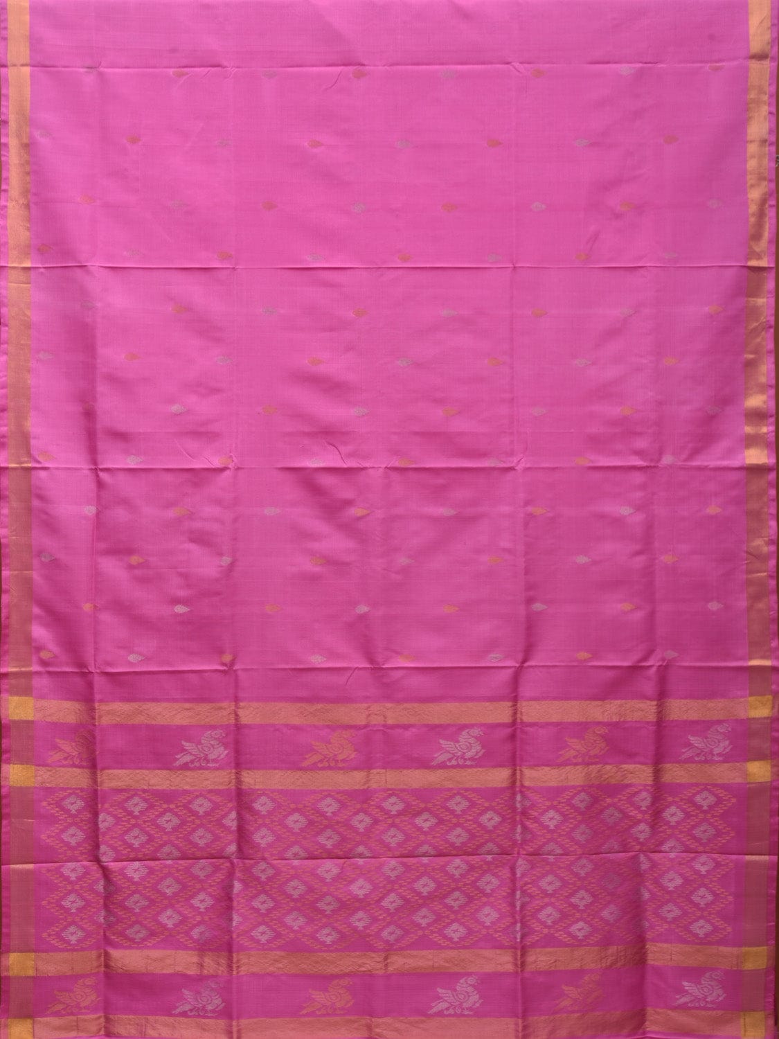 Baby Pink Uppada Silk Handloom Saree with Birds and Grill Pallu Design u1913