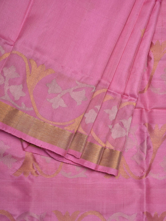 Baby Pink Uppada Silk Handloom Saree with Border Design u1842