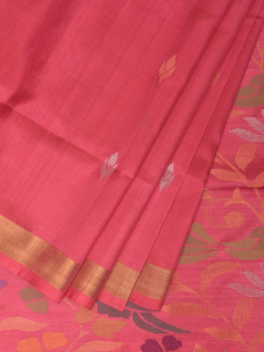 Baby Pink Uppada Silk Handloom Saree with Floral Pallu Design u2224