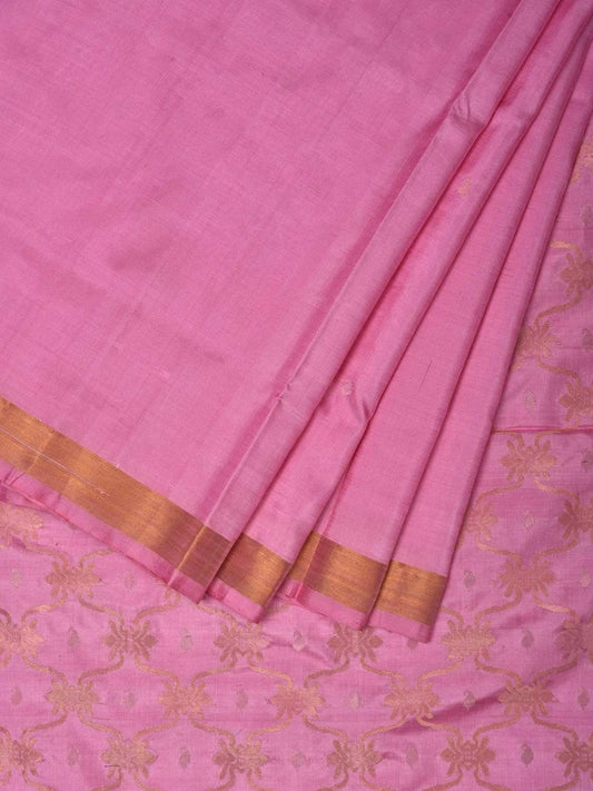 Baby Pink Uppada Silk Handloom Saree with Grill Pallu Design u1779