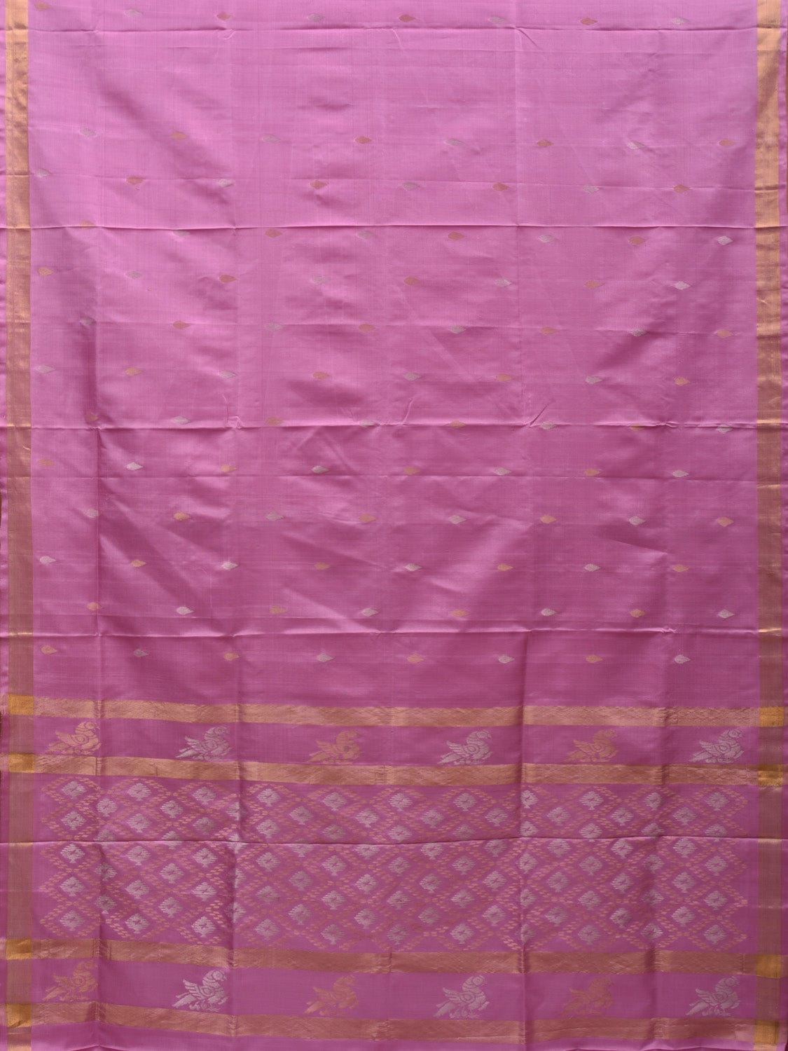 Baby Pink Uppada Silk Handloom Saree with Hamsa and Grill Pallu Design u1878