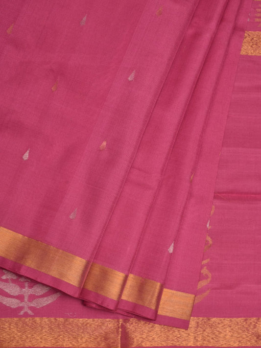 Baby Pink Uppada Silk Handloom Saree with Karpur Pallu Design u1937