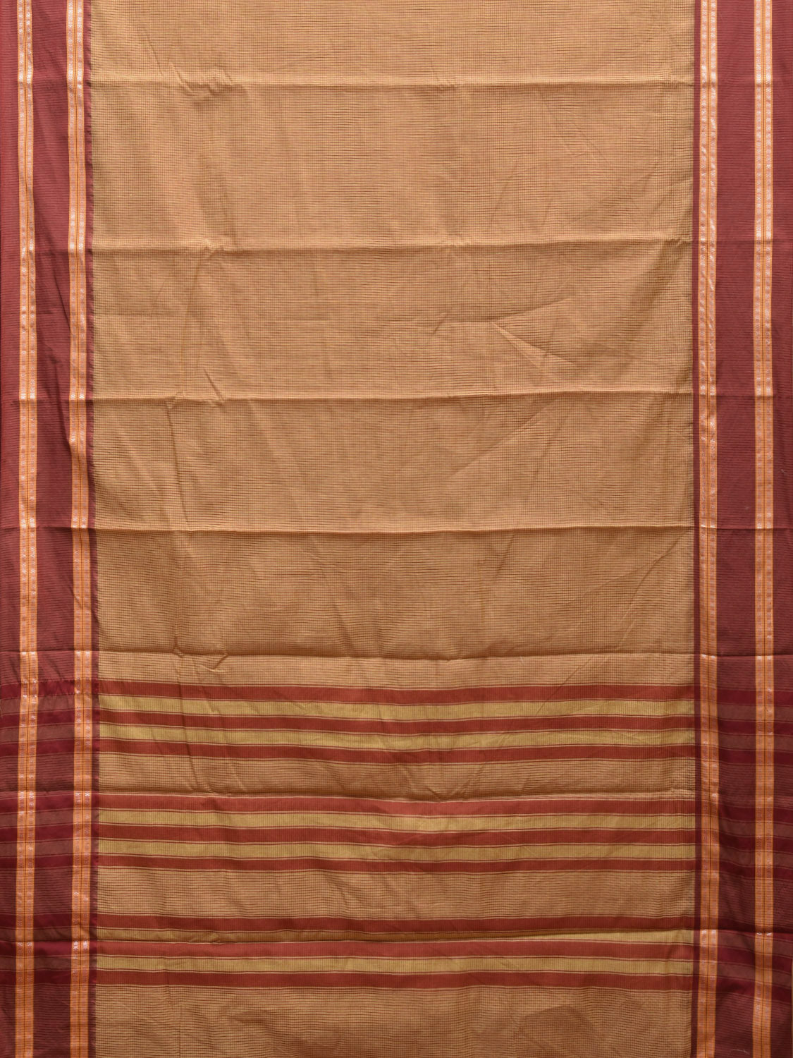 Mustard and Rust Bamboo Cotton Saree with Small Checks Design No Blouse bc0394