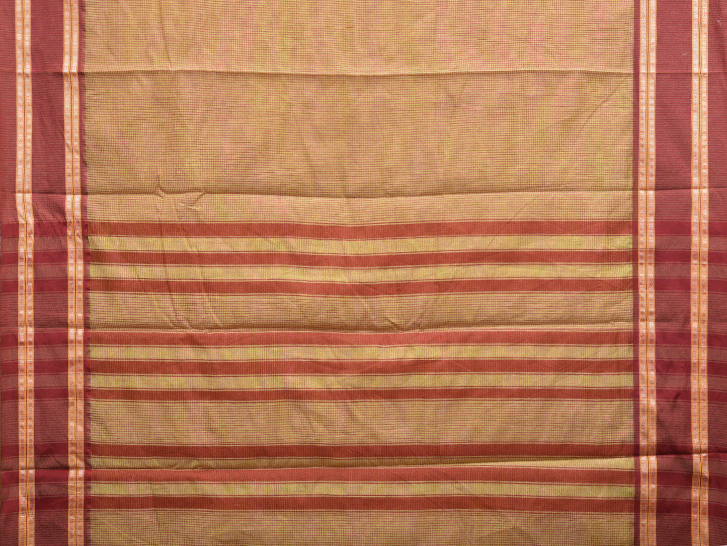 Mustard and Rust Bamboo Cotton Saree with Small Checks Design No Blouse bc0394