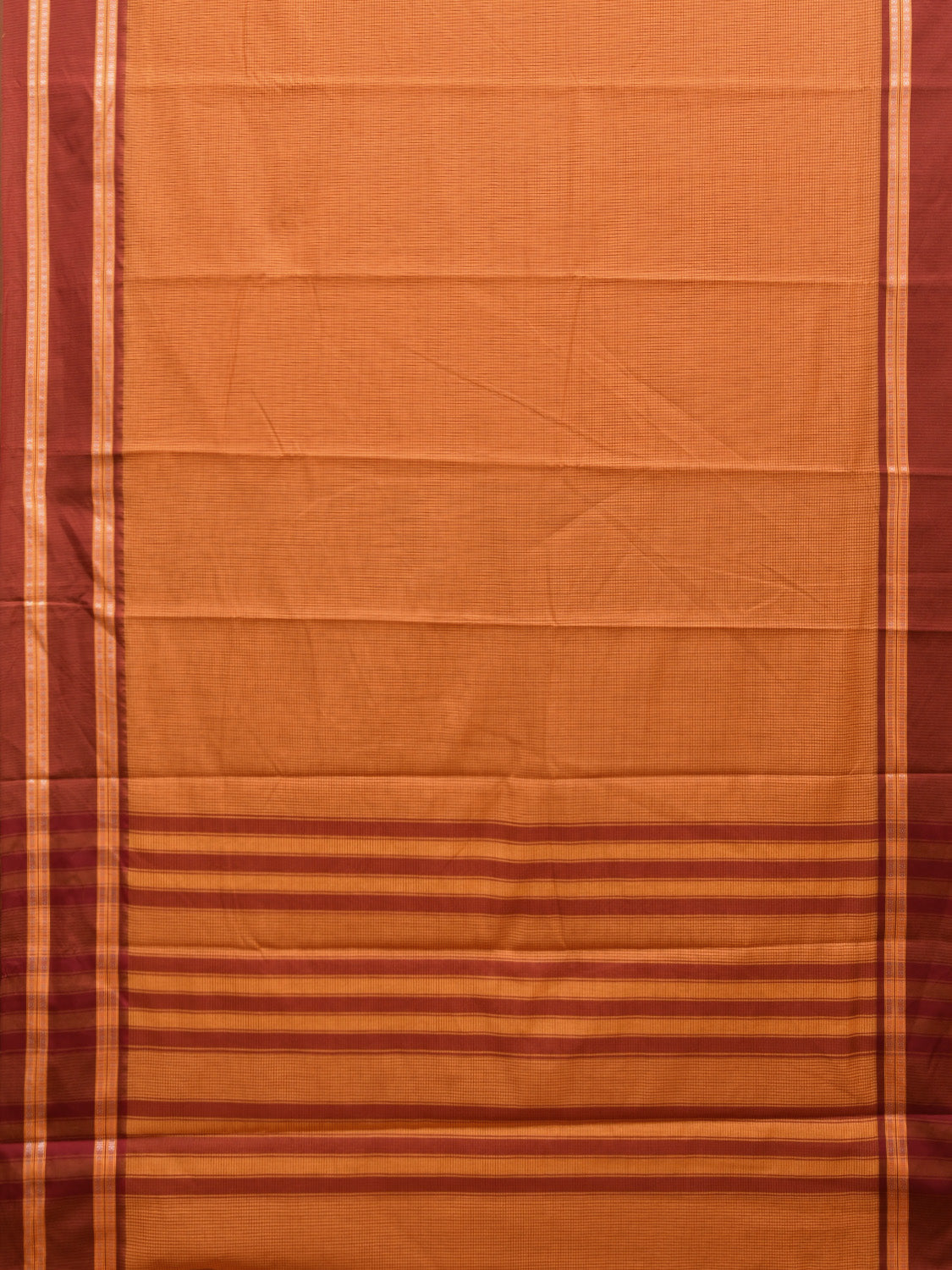 Orange and Rust Bamboo Cotton Saree with Small Checks Design No Blouse bc0395