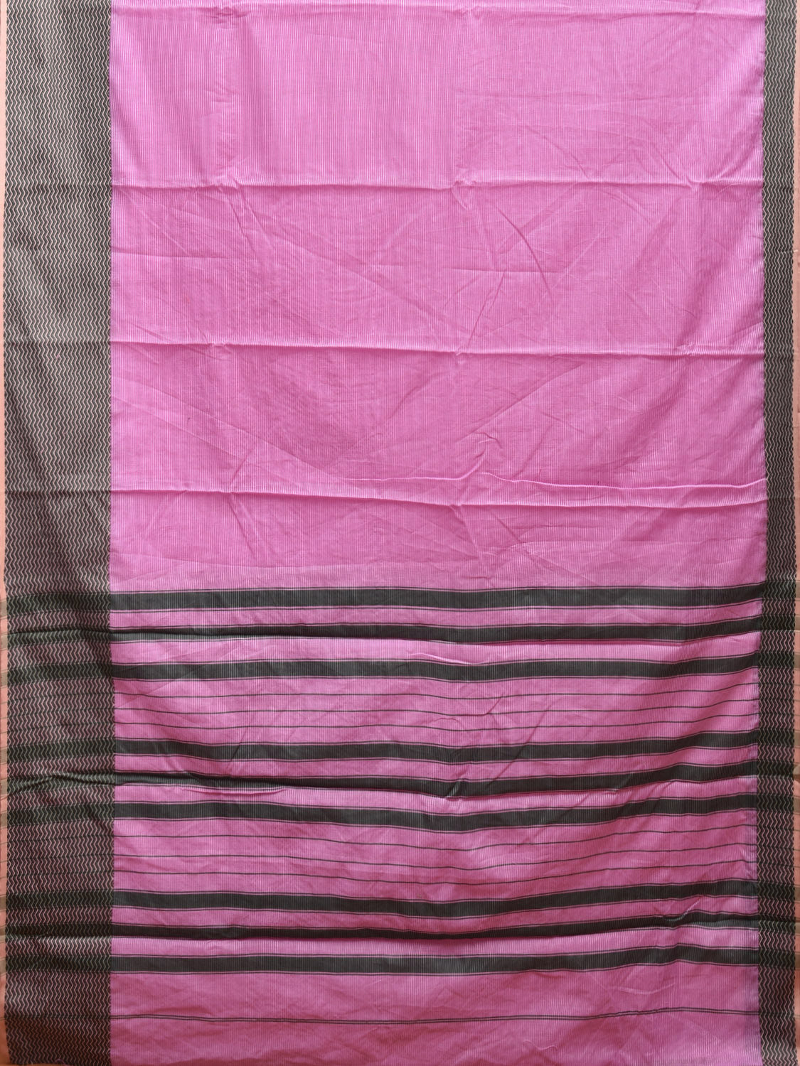 Pink and Black Bamboo Cotton Saree with Strips Design No Blouse bc0416