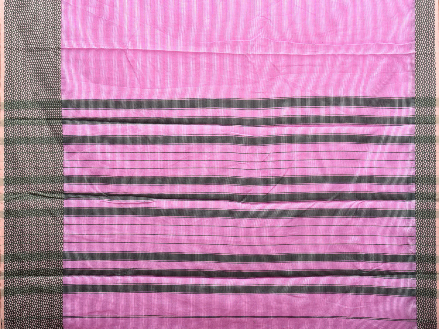 Pink and Black Bamboo Cotton Saree with Strips Design No Blouse bc0416