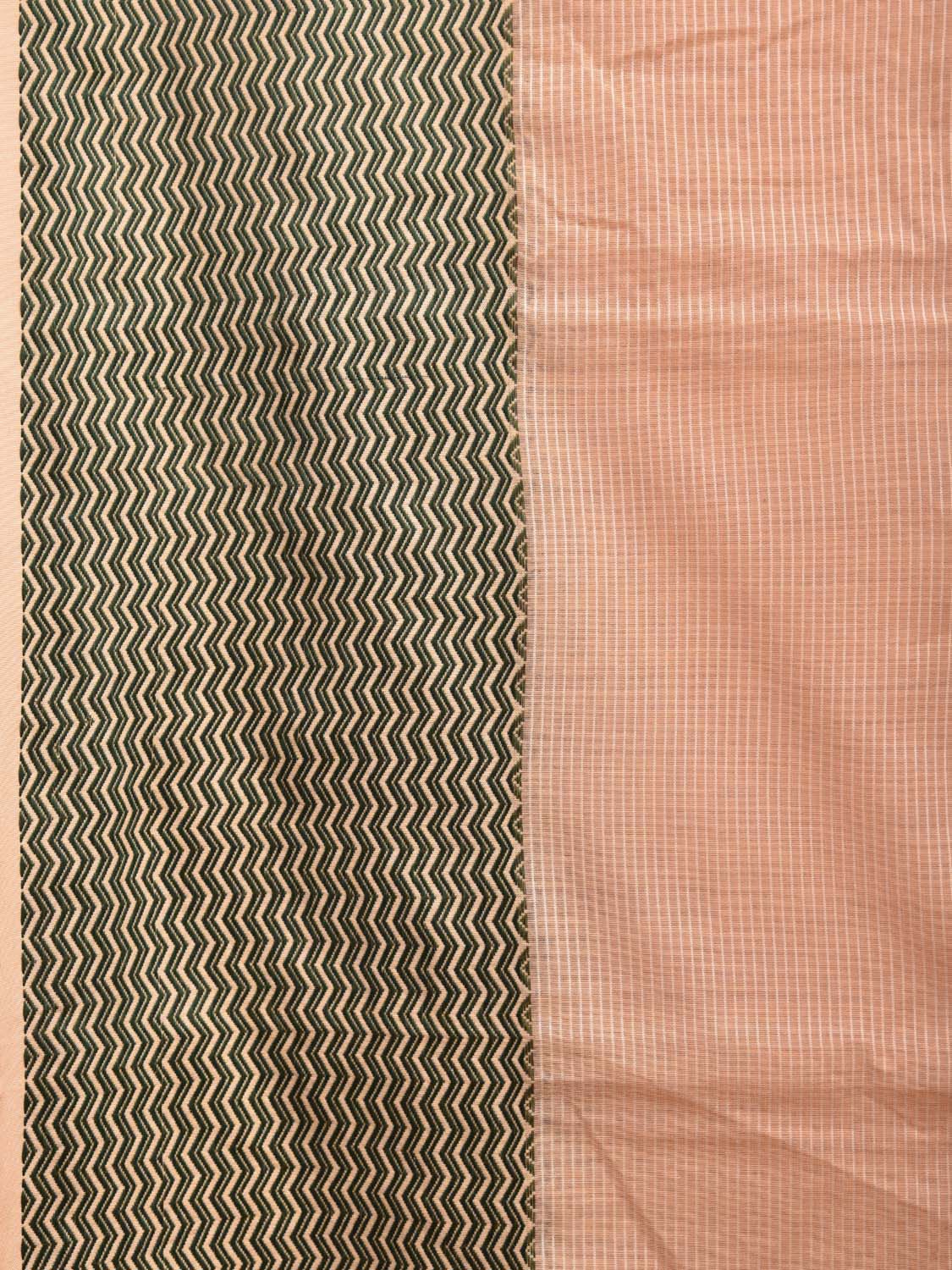 Cream and Black Bamboo Cotton Saree with Strips Design No Blouse bc0432