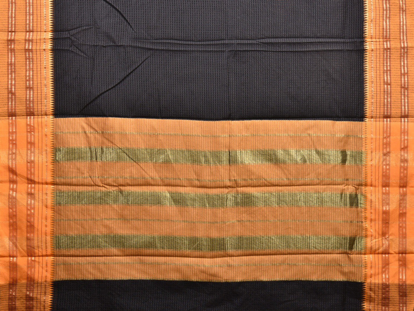 Black and Mustard Bamboo Cotton Viscose Silk Saree with Checks Design No Blouse bc0434