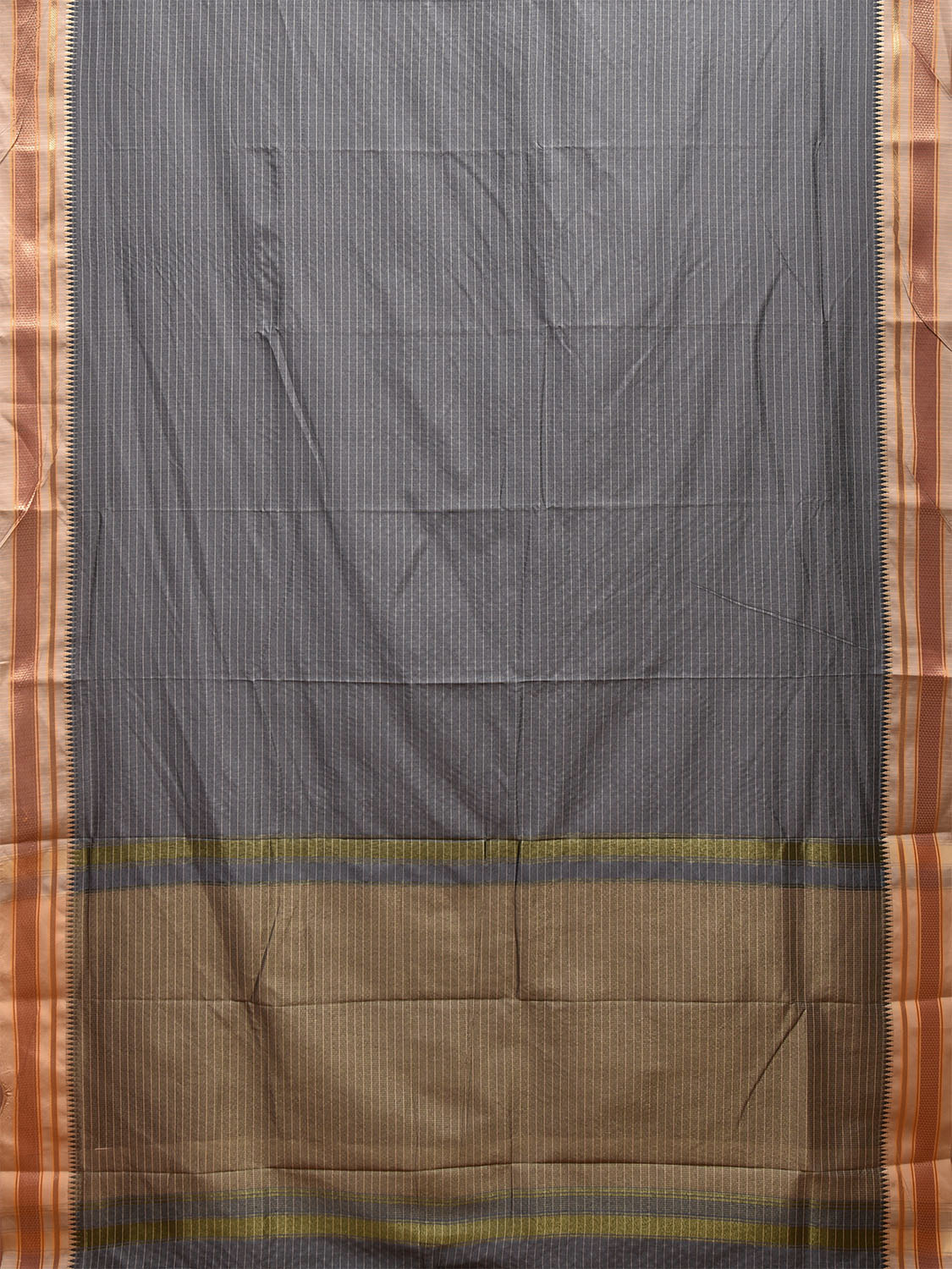 Grey Bamboo Cotton Viscose Silk Saree with Strips Design No Blouse bc0438
