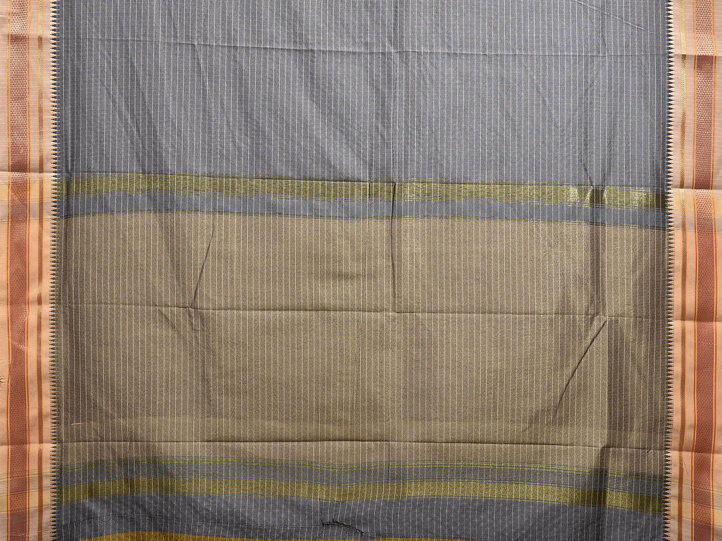 Grey Bamboo Cotton Viscose Silk Saree with Strips Design No Blouse bc0438