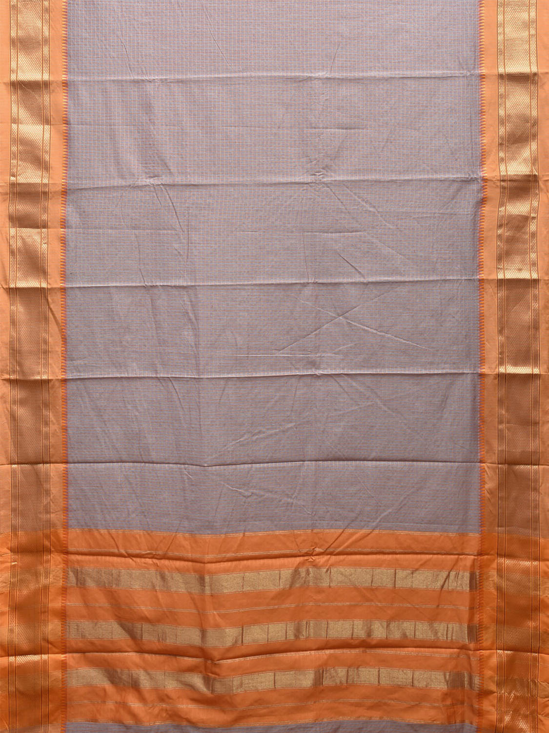 Light Grey and Mustard Bamboo Cotton Saree with Checks Design No Blouse bc0446