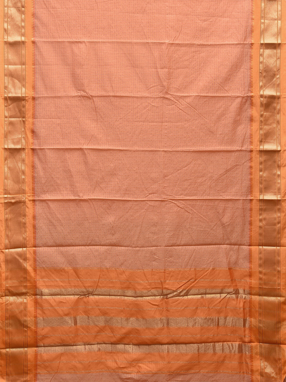 Cream and Mustard Bamboo Cotton Saree with Checks Design No Blouse bc0448