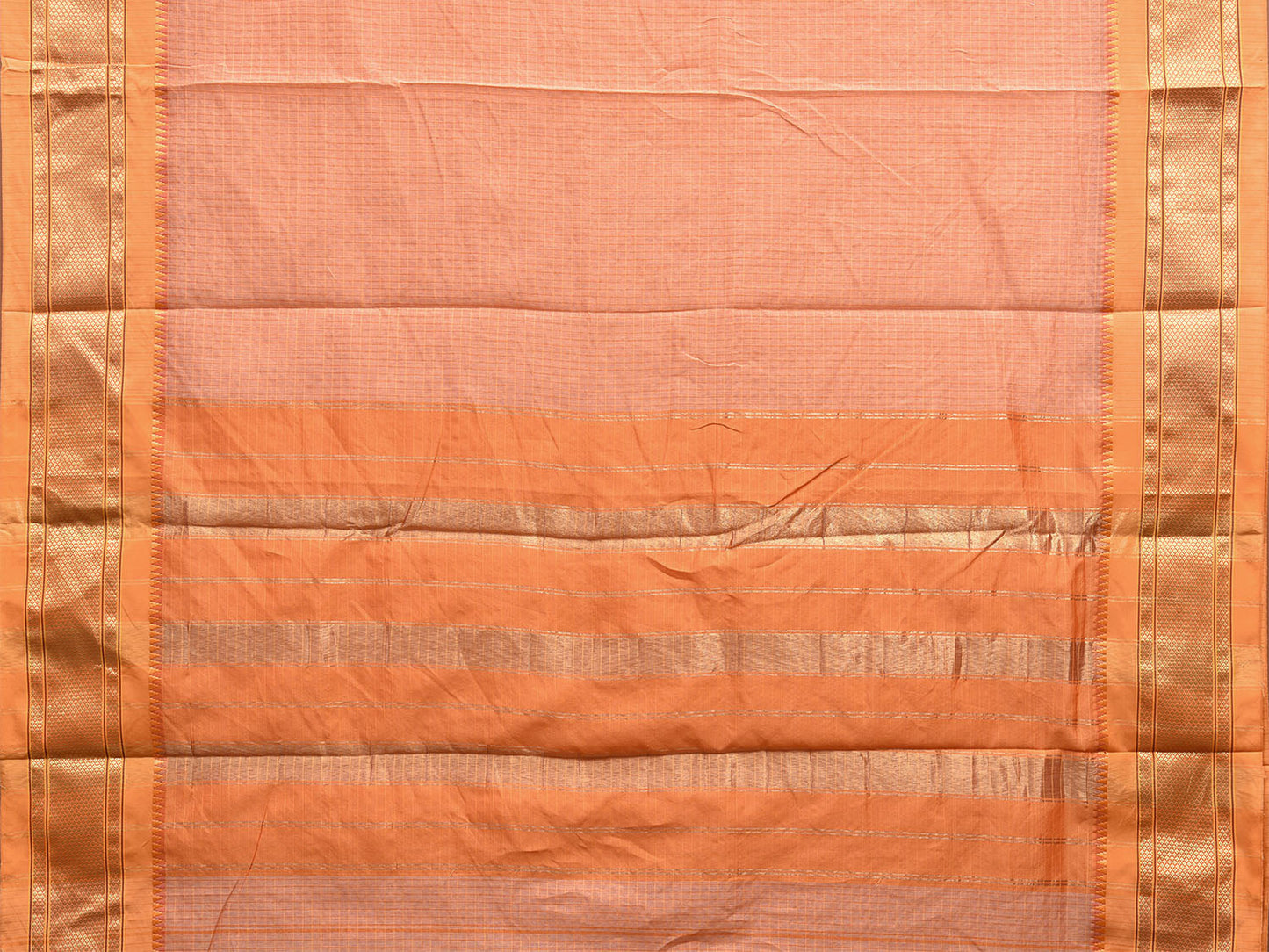 Cream and Mustard Bamboo Cotton Saree with Checks Design No Blouse bc0448