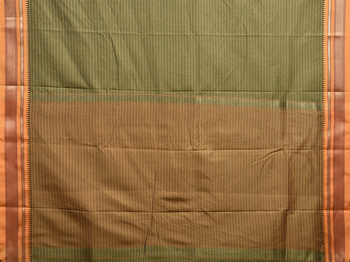 Olive and Mustard Bamboo Cotton Viscose Silk Saree with Strips Design No Blouse bc0483