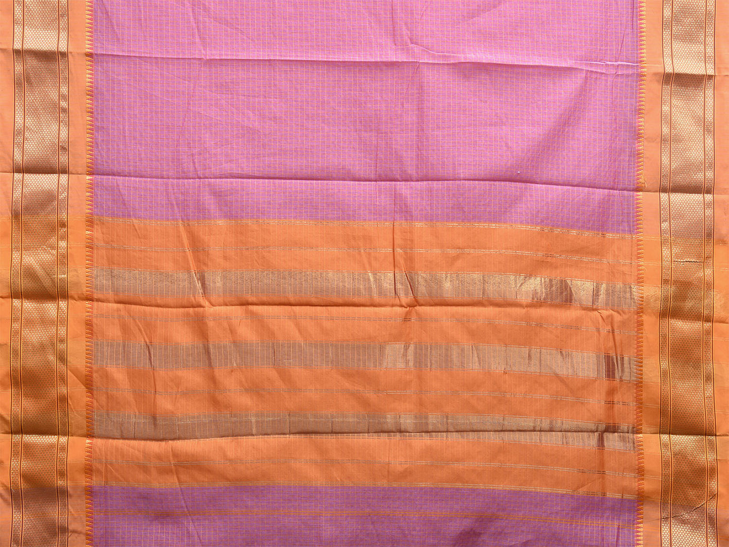 Light Pink and Mustard Bamboo Cotton Saree with Checks Design No Blouse bc0514