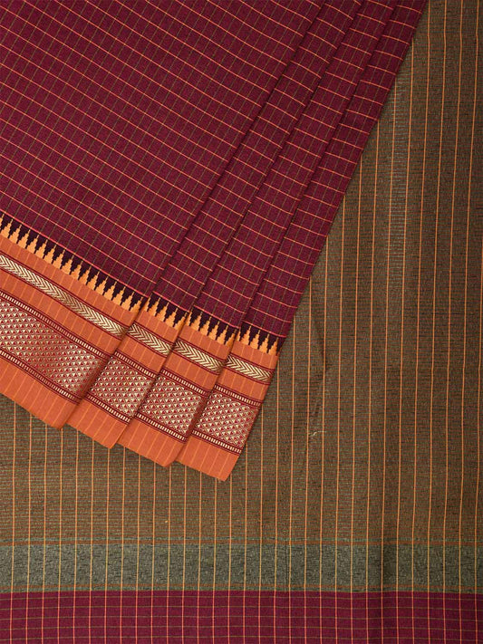 Magenta Bamboo Viscose Silk Saree with Checks Design No Blouse bc0517