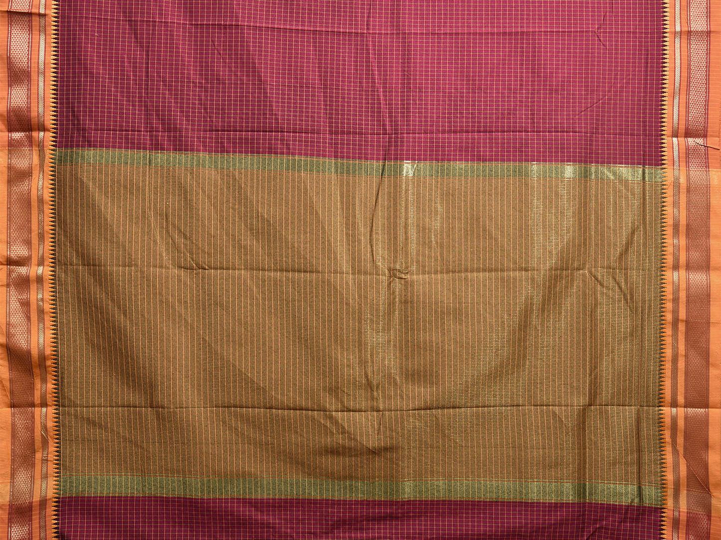 Magenta Bamboo Viscose Silk Saree with Checks Design No Blouse bc0517