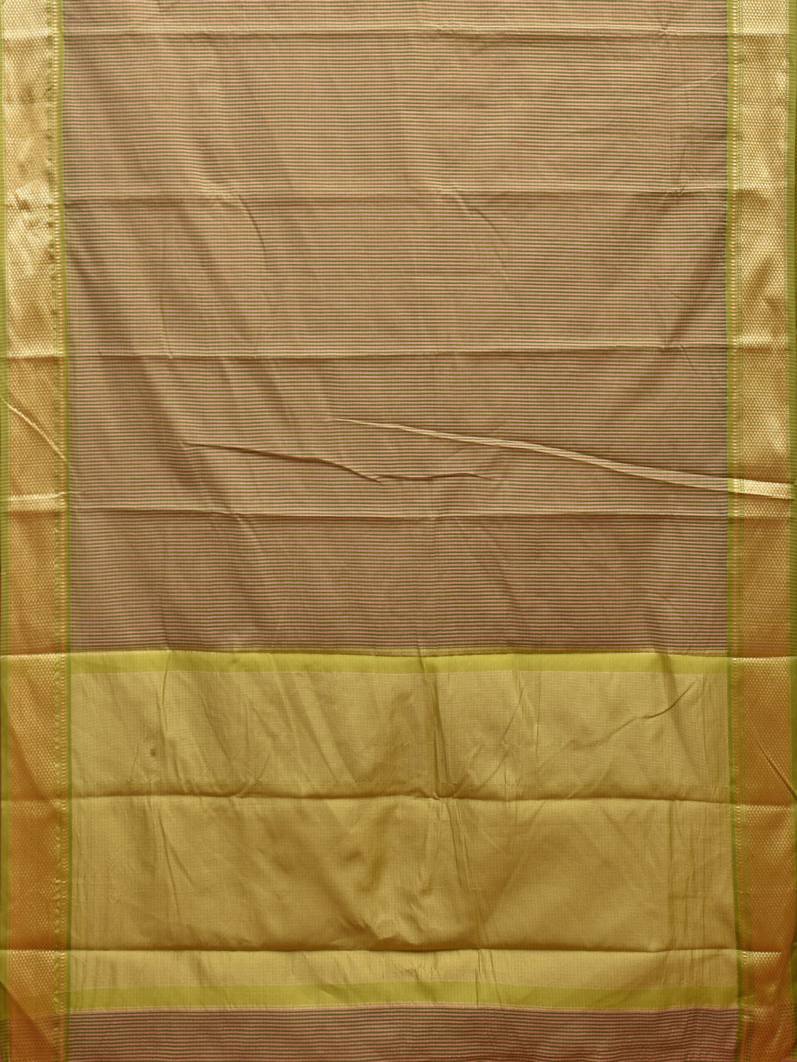 Green Bamboo Cotton Saree with Strips Design No Blouse bc0525