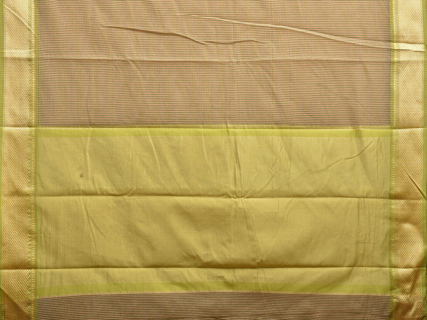 Green Bamboo Cotton Saree with Strips Design No Blouse bc0525