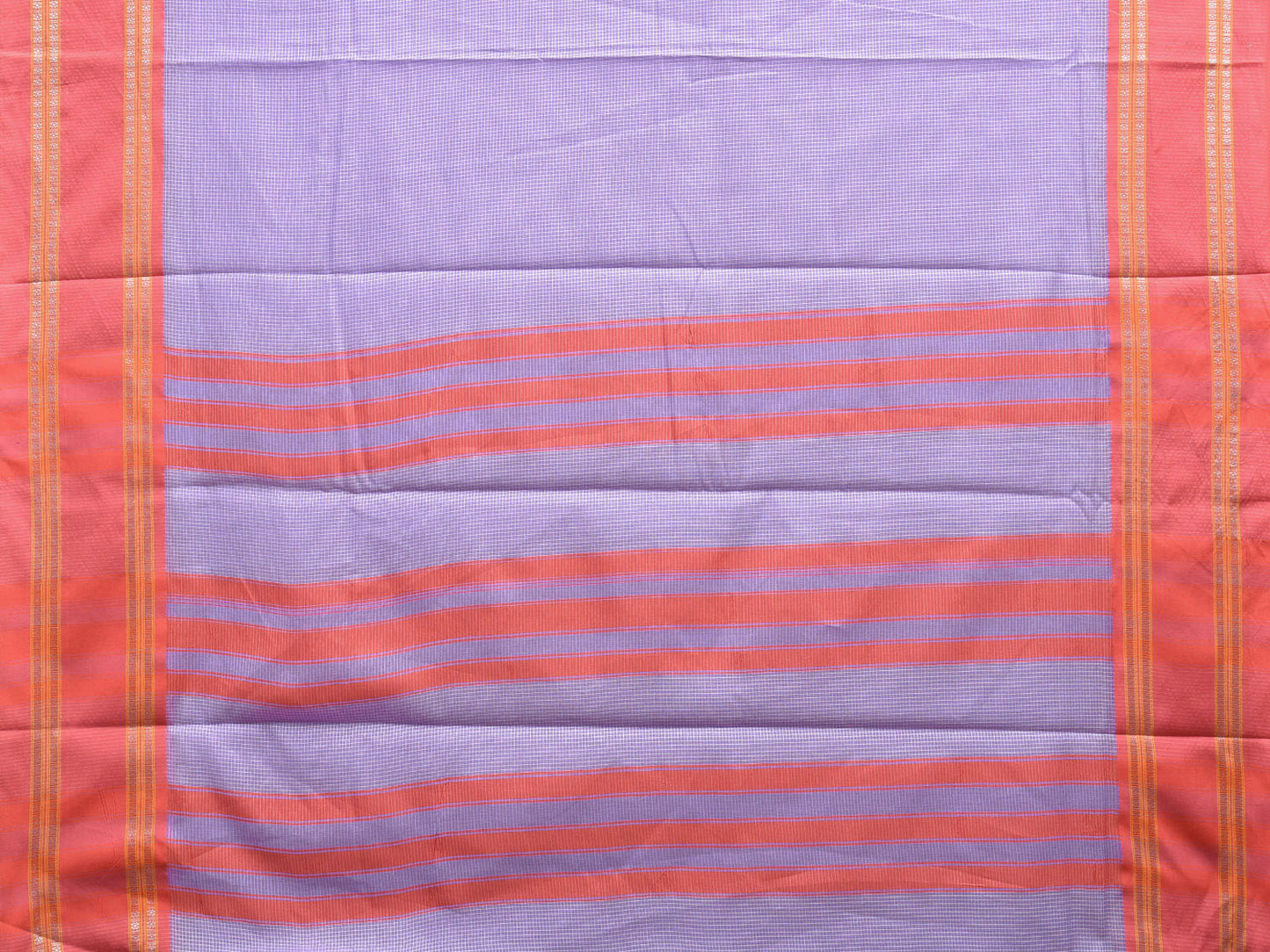 Lavender and Peach Bamboo Cotton Saree with Small Checks Design No Blouse bc0529