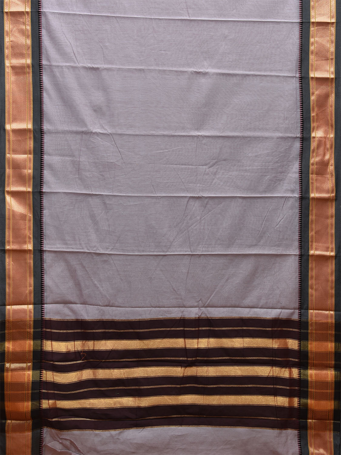 Light Grey and Grey Bamboo Cotton Plain Saree with Contrast Pallu Design No Blouse bc0544